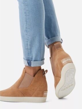 Sorel Tan Suede Wedge Chelsea Sneakers